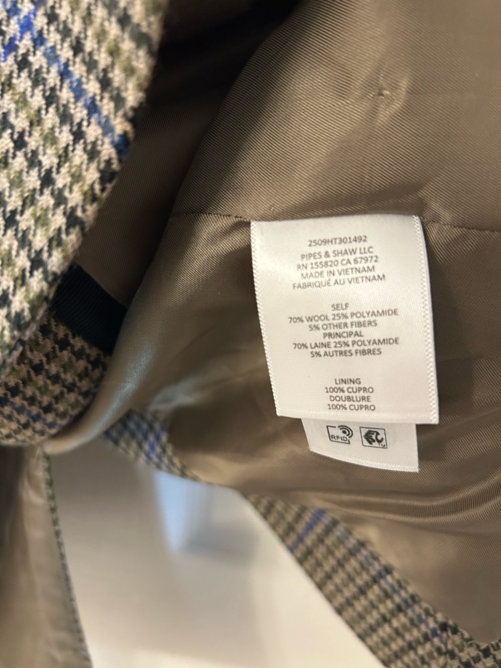 Veronica Beard Miller Houndstooth Check Dickey Jacket in Moss Brown Multi Sz 6 - Picture 7 of 10